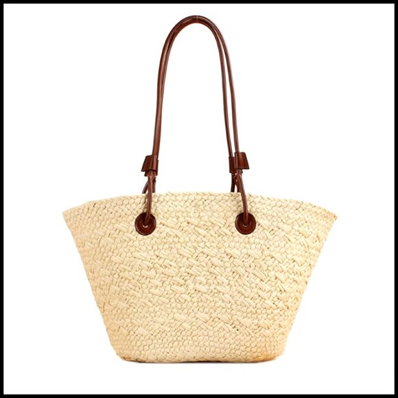 Handbags - Straw Tote Bag Handmade Woven Beach Shoulder Bag Large Capacity Boho Chic